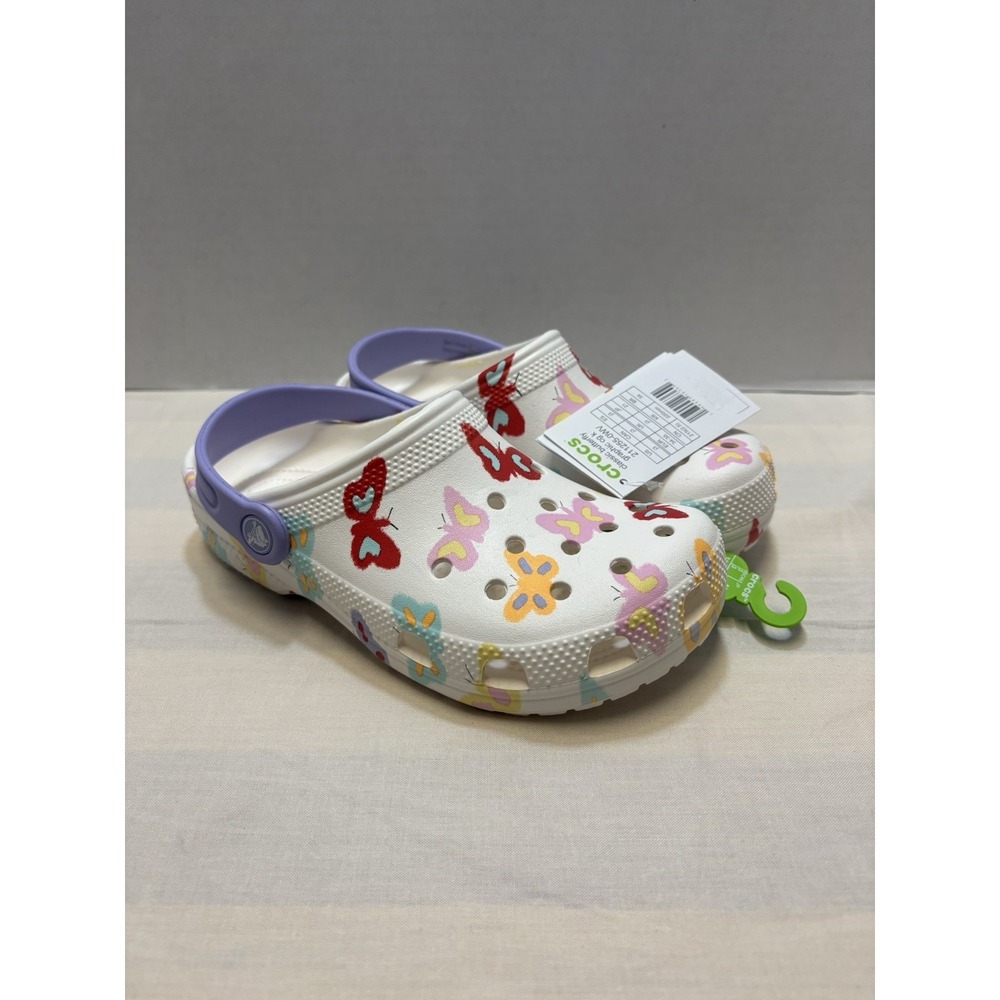 NEW Big Kids Youth Crocs Classic Butterfly Graphic Clogs Size J3 Sandals NWT